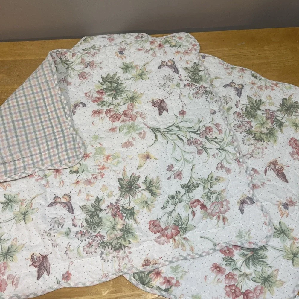 Vtg JC Penny Floral Valances Wildflower Butterfly‎ (2) Standard Shams Cottage